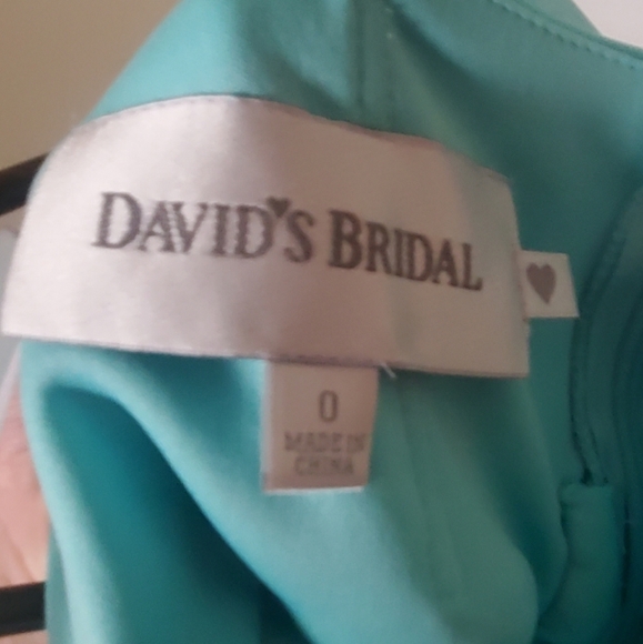 David's Bridal Teal Bridesmaid Dress - Picture 3 of 4